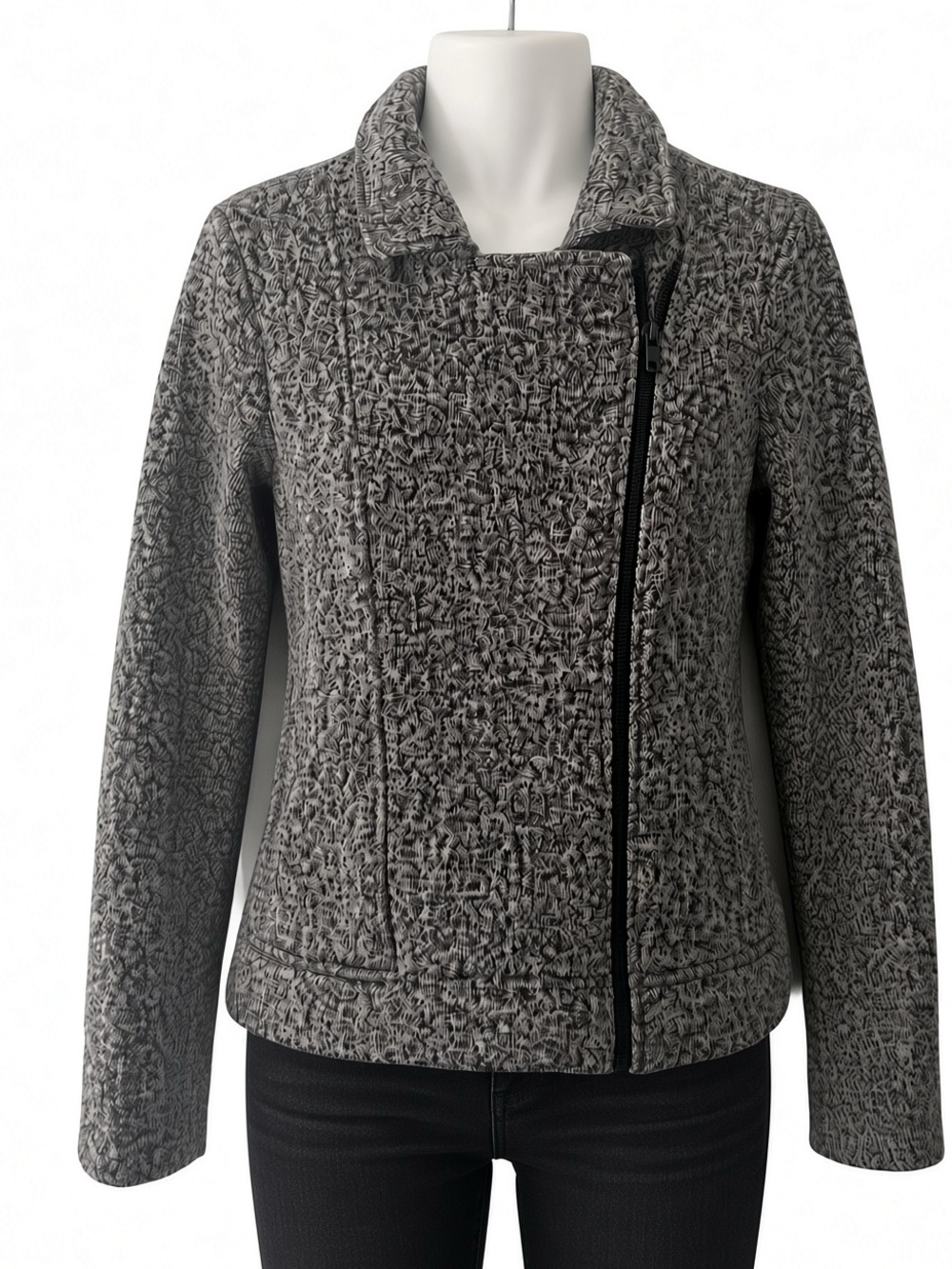 Banana Republic Gray Textured Asymmetrical Zip Jacket